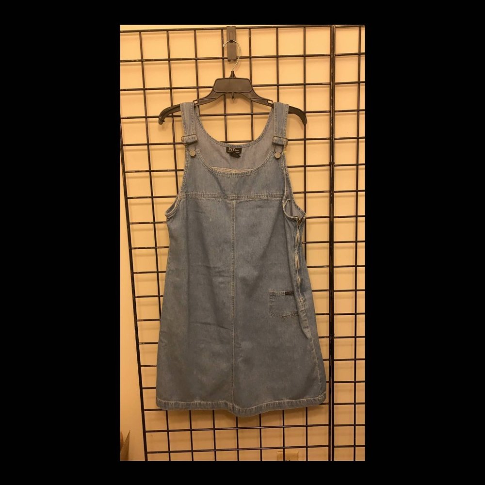 Denim overalls dress